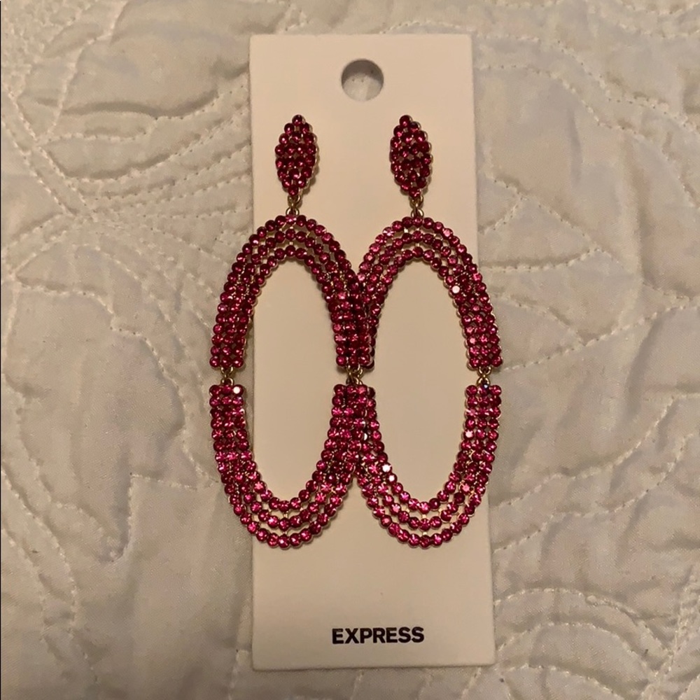 NWT Hot Pink Crystal Express Statement Earrings